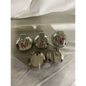 5 Samsung Gas Range Control Knobs Chrome DG94-01431B Burner Dial Replacement
